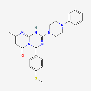 molecular formula C24H26N6OS B11180388 8-methyl-4-[4-(methylsulfanyl)phenyl]-2-(4-phenylpiperazin-1-yl)-1,4-dihydro-6H-pyrimido[1,2-a][1,3,5]triazin-6-one 