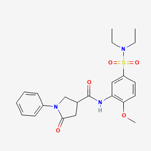 molecular formula C22H27N3O5S B11180392 N-[5-(diethylsulfamoyl)-2-methoxyphenyl]-5-oxo-1-phenylpyrrolidine-3-carboxamide 