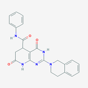 molecular formula C23H21N5O3 B11180420 2-(3,4-dihydroisoquinolin-2(1H)-yl)-4-hydroxy-7-oxo-N-phenyl-5,6,7,8-tetrahydropyrido[2,3-d]pyrimidine-5-carboxamide 