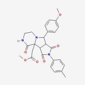 molecular formula C26H27N3O6 B11180438 methyl 2-[7-(4-methoxyphenyl)-4-(4-methylphenyl)-3,5,12-trioxo-4,8,11-triazatricyclo[6.4.0.02,6]dodecan-1-yl]acetate 