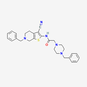 molecular formula C28H31N5OS B11180478 N-(6-benzyl-3-cyano-4,5,6,7-tetrahydrothieno[2,3-c]pyridin-2-yl)-2-(4-benzylpiperazin-1-yl)acetamide 
