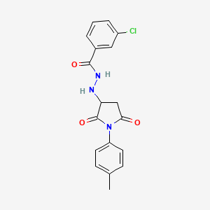 molecular formula C18H16ClN3O3 B11180518 3-chloro-N'-[1-(4-methylphenyl)-2,5-dioxopyrrolidin-3-yl]benzohydrazide 