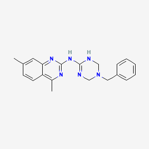 molecular formula C20H22N6 B11180881 N-(3-benzyl-2,4-dihydro-1H-1,3,5-triazin-6-yl)-4,7-dimethylquinazolin-2-amine 
