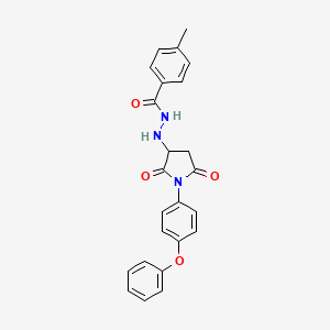 molecular formula C24H21N3O4 B11181057 N'-[2,5-dioxo-1-(4-phenoxyphenyl)pyrrolidin-3-yl]-4-methylbenzohydrazide 
