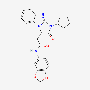 molecular formula C23H22N4O4 B11181073 N-(1,3-benzodioxol-5-yl)-2-(1-cyclopentyl-2-oxo-2,3-dihydro-1H-imidazo[1,2-a]benzimidazol-3-yl)acetamide 