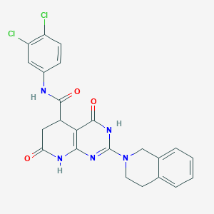 molecular formula C23H19Cl2N5O3 B11181204 N-(3,4-dichlorophenyl)-2-(3,4-dihydroisoquinolin-2(1H)-yl)-4-hydroxy-7-oxo-5,6,7,8-tetrahydropyrido[2,3-d]pyrimidine-5-carboxamide 