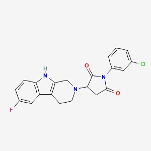 molecular formula C21H17ClFN3O2 B11181205 1-(3-chlorophenyl)-3-(6-fluoro-1,3,4,9-tetrahydro-2H-beta-carbolin-2-yl)pyrrolidine-2,5-dione 