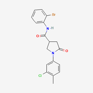 molecular formula C18H16BrClN2O2 B11181224 N-(2-bromophenyl)-1-(3-chloro-4-methylphenyl)-5-oxopyrrolidine-3-carboxamide 