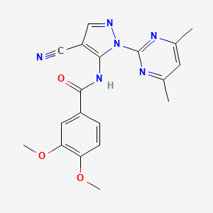 molecular formula C19H18N6O3 B11181387 N-[4-cyano-1-(4,6-dimethylpyrimidin-2-yl)-1H-pyrazol-5-yl]-3,4-dimethoxybenzamide 