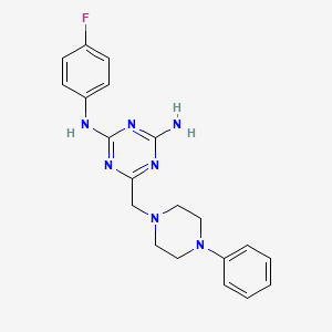 molecular formula C20H22FN7 B11181410 N-(4-fluorophenyl)-6-[(4-phenylpiperazin-1-yl)methyl]-1,3,5-triazine-2,4-diamine 