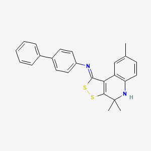 molecular formula C25H22N2S2 B11181423 N-[(1Z)-4,4,8-trimethyl-4,5-dihydro-1H-[1,2]dithiolo[3,4-c]quinolin-1-ylidene]biphenyl-4-amine 