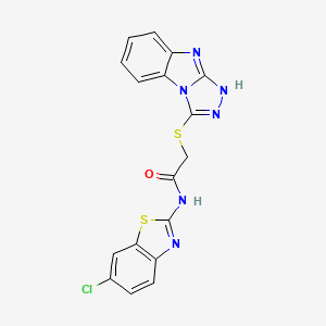 molecular formula C17H11ClN6OS2 B11181614 N-(6-chloro-1,3-benzothiazol-2-yl)-2-(9H-[1,2,4]triazolo[4,3-a]benzimidazol-3-ylsulfanyl)acetamide 