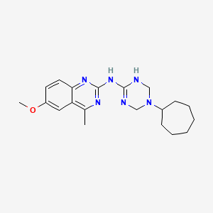 molecular formula C20H28N6O B11181646 N-(5-cycloheptyl-1,4,5,6-tetrahydro-1,3,5-triazin-2-yl)-6-methoxy-4-methylquinazolin-2-amine 