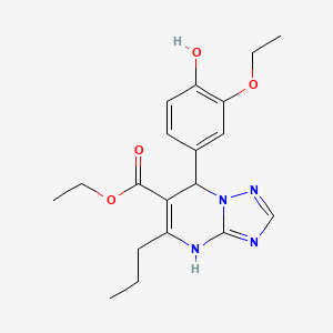 molecular formula C19H24N4O4 B11181776 Ethyl 7-(3-ethoxy-4-hydroxyphenyl)-5-propyl-4,7-dihydro[1,2,4]triazolo[1,5-a]pyrimidine-6-carboxylate 