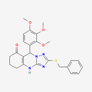 molecular formula C25H26N4O4S B11181893 2-(benzylsulfanyl)-9-(2,3,4-trimethoxyphenyl)-5,6,7,9-tetrahydro[1,2,4]triazolo[5,1-b]quinazolin-8(4H)-one 