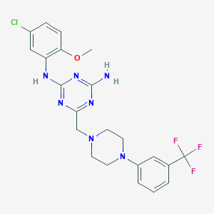 molecular formula C22H23ClF3N7O B11181954 N-(5-chloro-2-methoxyphenyl)-6-({4-[3-(trifluoromethyl)phenyl]piperazin-1-yl}methyl)-1,3,5-triazine-2,4-diamine 