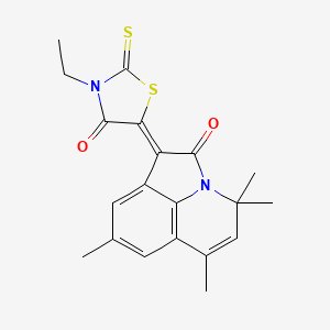 molecular formula C20H20N2O2S2 B11182024 (1Z)-1-(3-ethyl-4-oxo-2-thioxo-1,3-thiazolidin-5-ylidene)-4,4,6,8-tetramethyl-4H-pyrrolo[3,2,1-ij]quinolin-2(1H)-one 