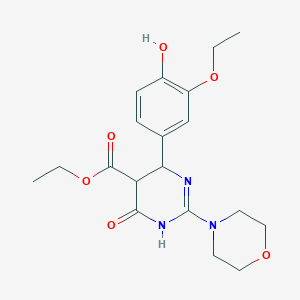 molecular formula C19H25N3O6 B11182090 Ethyl 6-(3-ethoxy-4-hydroxyphenyl)-2-morpholino-4-oxo-1,4,5,6-tetrahydro-5-pyrimidinecarboxylate 