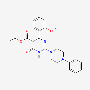 molecular formula C24H28N4O4 B11182182 Ethyl 6-(2-methoxyphenyl)-4-oxo-2-(4-phenylpiperazin-1-yl)-1,4,5,6-tetrahydropyrimidine-5-carboxylate 