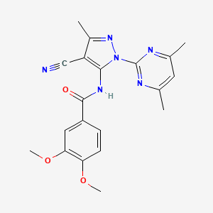 molecular formula C20H20N6O3 B11182187 N-[4-cyano-1-(4,6-dimethylpyrimidin-2-yl)-3-methyl-1H-pyrazol-5-yl]-3,4-dimethoxybenzamide 