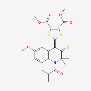 molecular formula C23H25NO6S3 B11182206 dimethyl 2-(2,2-dimethyl-6-(methyloxy)-1-(2-methylpropanoyl)-3-thioxo-2,3-dihydro-4(1H)-quinolinylidene)-1,3-dithiole-4,5-dicarboxylate 