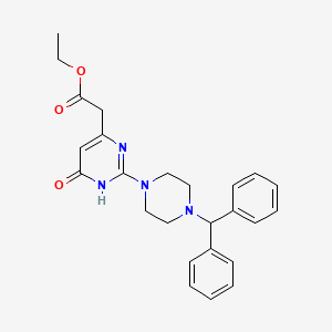 molecular formula C25H28N4O3 B11182279 Ethyl {2-[4-(diphenylmethyl)piperazin-1-yl]-6-hydroxypyrimidin-4-yl}acetate 