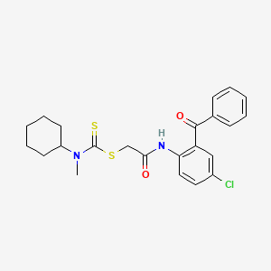molecular formula C23H25ClN2O2S2 B11182333 2-{[4-Chloro-2-(phenylcarbonyl)phenyl]amino}-2-oxoethyl cyclohexyl(methyl)carbamodithioate 