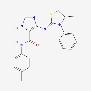 molecular formula C21H19N5OS B11182389 N-(4-methylphenyl)-5-{[(2Z)-4-methyl-3-phenyl-1,3-thiazol-2(3H)-ylidene]amino}-1H-imidazole-4-carboxamide 