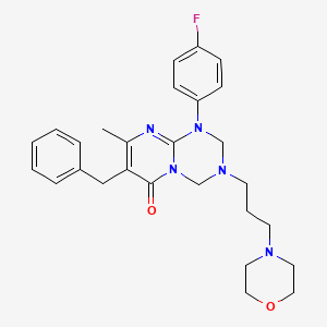 molecular formula C27H32FN5O2 B11182406 7-benzyl-1-(4-fluorophenyl)-8-methyl-3-(3-morpholinopropyl)-1,2,3,4-tetrahydro-6H-pyrimido[1,2-a][1,3,5]triazin-6-one 