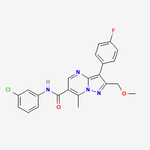 molecular formula C22H18ClFN4O2 B11182411 N-(3-chlorophenyl)-3-(4-fluorophenyl)-2-(methoxymethyl)-7-methylpyrazolo[1,5-a]pyrimidine-6-carboxamide 