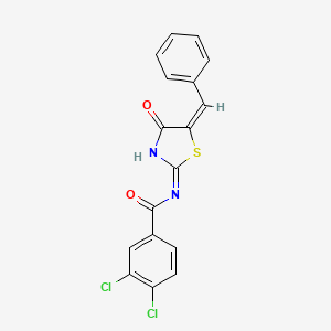 molecular formula C17H10Cl2N2O2S B11182414 N-[(2E,5E)-5-benzylidene-4-oxo-1,3-thiazolidin-2-ylidene]-3,4-dichlorobenzamide 
