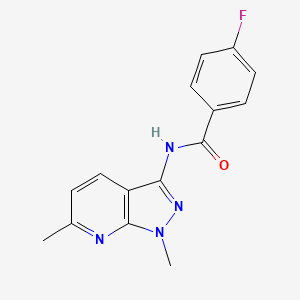molecular formula C15H13FN4O B11182463 N-(1,6-dimethyl-1H-pyrazolo[3,4-b]pyridin-3-yl)-4-fluorobenzamide 