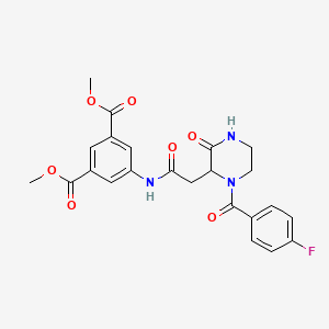 molecular formula C23H22FN3O7 B11182482 Dimethyl 5-[({1-[(4-fluorophenyl)carbonyl]-3-oxopiperazin-2-yl}acetyl)amino]benzene-1,3-dicarboxylate 