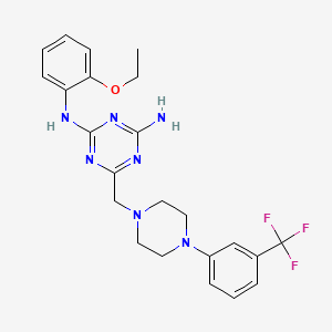 molecular formula C23H26F3N7O B11182568 N-(2-ethoxyphenyl)-6-({4-[3-(trifluoromethyl)phenyl]piperazin-1-yl}methyl)-1,3,5-triazine-2,4-diamine 
