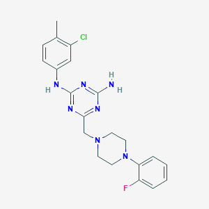 molecular formula C21H23ClFN7 B11182582 N-(3-chloro-4-methylphenyl)-6-{[4-(2-fluorophenyl)piperazin-1-yl]methyl}-1,3,5-triazine-2,4-diamine 