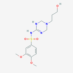 molecular formula C14H22N4O5S B11182639 N~1~-[5-(3-hydroxypropyl)-1,4,5,6-tetrahydro-1,3,5-triazin-2-yl]-3,4-dimethoxy-1-benzenesulfonamide 