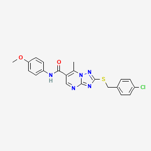 molecular formula C21H18ClN5O2S B11182714 2-[(4-chlorobenzyl)sulfanyl]-N-(4-methoxyphenyl)-7-methyl[1,2,4]triazolo[1,5-a]pyrimidine-6-carboxamide 