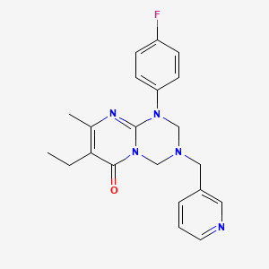 molecular formula C21H22FN5O B11182812 7-ethyl-1-(4-fluorophenyl)-8-methyl-3-(pyridin-3-ylmethyl)-1,2,3,4-tetrahydro-6H-pyrimido[1,2-a][1,3,5]triazin-6-one 
