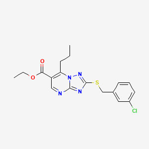 molecular formula C18H19ClN4O2S B11182827 Ethyl 2-[(3-chlorobenzyl)sulfanyl]-7-propyl[1,2,4]triazolo[1,5-a]pyrimidine-6-carboxylate 