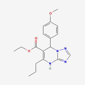 molecular formula C18H22N4O3 B11182836 Ethyl 7-(4-methoxyphenyl)-5-propyl-4,7-dihydro[1,2,4]triazolo[1,5-a]pyrimidine-6-carboxylate 