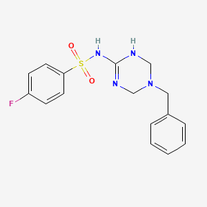 molecular formula C16H17FN4O2S B11182891 N-(5-benzyl-1,4,5,6-tetrahydro-1,3,5-triazin-2-yl)-4-fluorobenzenesulfonamide 