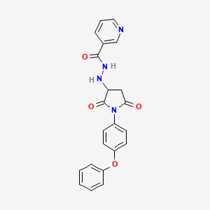 molecular formula C22H18N4O4 B11182909 N'-[2,5-dioxo-1-(4-phenoxyphenyl)pyrrolidin-3-yl]pyridine-3-carbohydrazide 
