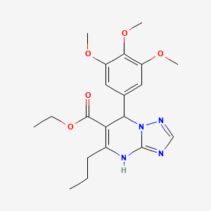 molecular formula C20H26N4O5 B11182926 Ethyl 5-propyl-7-(3,4,5-trimethoxyphenyl)-4,7-dihydro[1,2,4]triazolo[1,5-a]pyrimidine-6-carboxylate 