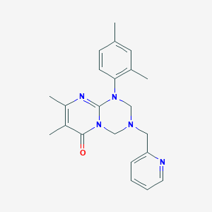 molecular formula C22H25N5O B11183058 1-(2,4-dimethylphenyl)-7,8-dimethyl-3-(pyridin-2-ylmethyl)-1,2,3,4-tetrahydro-6H-pyrimido[1,2-a][1,3,5]triazin-6-one 