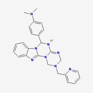 molecular formula C25H26N8 B11183085 N,N-dimethyl-4-[4-(pyridin-2-ylmethyl)-2,4,6,8,10,17-hexazatetracyclo[8.7.0.02,7.011,16]heptadeca-1(17),6,11,13,15-pentaen-9-yl]aniline 