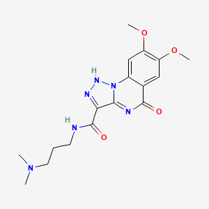 molecular formula C17H22N6O4 B11183152 N-[3-(Dimethylamino)propyl]-5-hydroxy-7,8-dimethoxy-[1,2,3]triazolo[1,5-A]quinazoline-3-carboxamide 