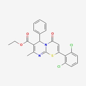 molecular formula C23H18Cl2N2O3S B11183164 ethyl 2-(2,6-dichlorophenyl)-8-methyl-4-oxo-6-phenyl-4H,6H-pyrimido[2,1-b][1,3]thiazine-7-carboxylate 