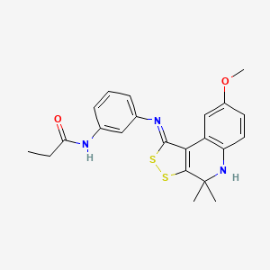 molecular formula C22H23N3O2S2 B11183166 N-(3-{[(1Z)-8-methoxy-4,4-dimethyl-4,5-dihydro-1H-[1,2]dithiolo[3,4-c]quinolin-1-ylidene]amino}phenyl)propanamide 