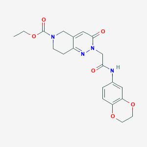 molecular formula C20H22N4O6 B11183213 ethyl 2-[2-(2,3-dihydro-1,4-benzodioxin-6-ylamino)-2-oxoethyl]-3-oxo-3,5,7,8-tetrahydropyrido[4,3-c]pyridazine-6(2H)-carboxylate 