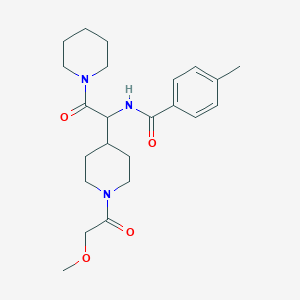 molecular formula C23H33N3O4 B11183277 N-{1-[1-(2-Methoxyacetyl)piperidin-4-YL]-2-oxo-2-(piperidin-1-YL)ethyl}-4-methylbenzamide 